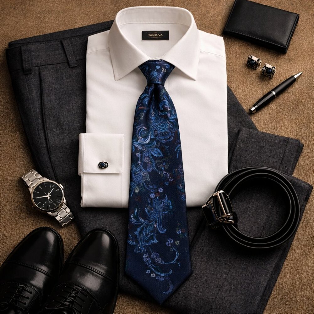 Vintage Windridge for Mervyn’s Navy Floral Paisley Tie Imported Fabric – Classic